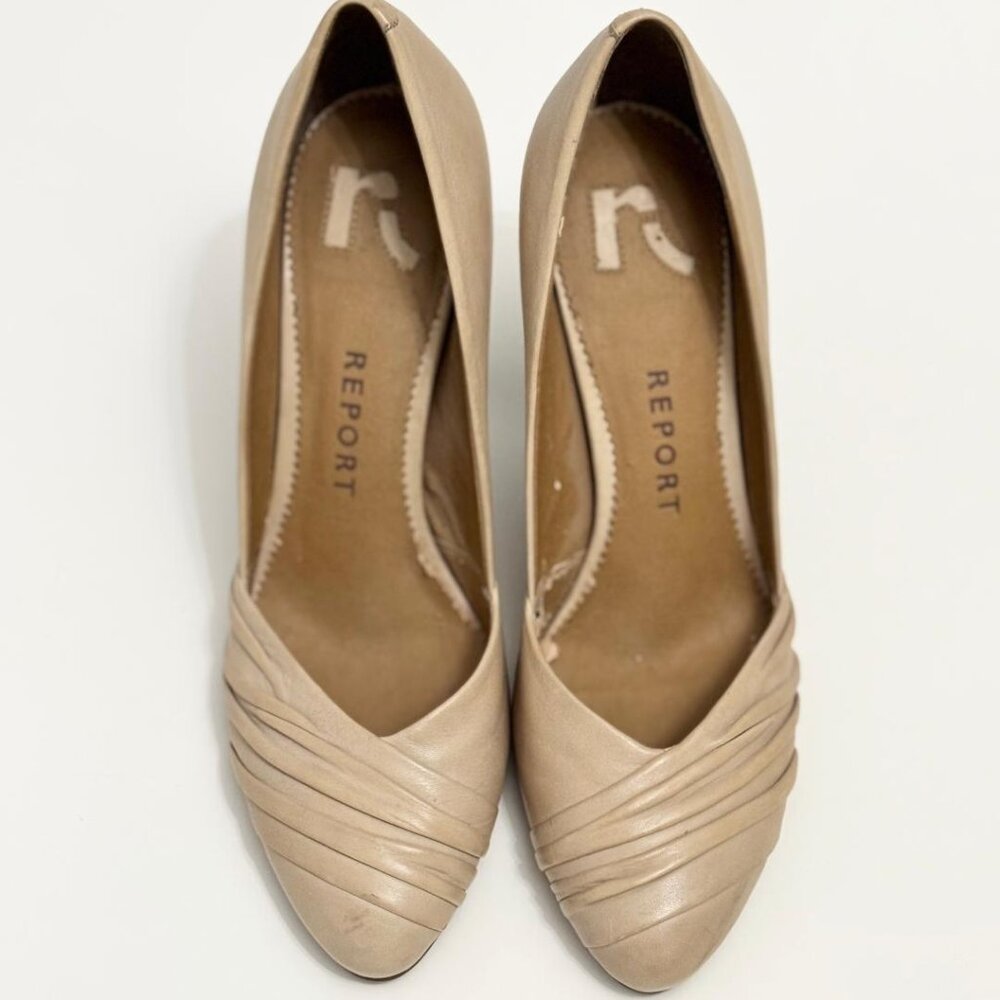 Report Beige/Tan Leather Pointed Toe Heels